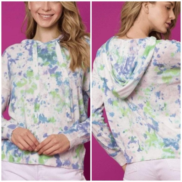 27 Miles Malibu Tops - Host Pick! 27 Miles Malibu The Garcelle Hoodie Bermuda Tie Dye Small Blue/Green